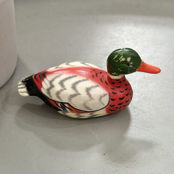 Vintage Mini Duck Figurine 3" Mallard Hard Plastic Made in Hong Kong - Picture 1 of 5